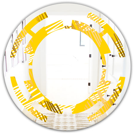 Abstract Retro Geometric IV - Modern Round or Oval Wall Mirror - Space