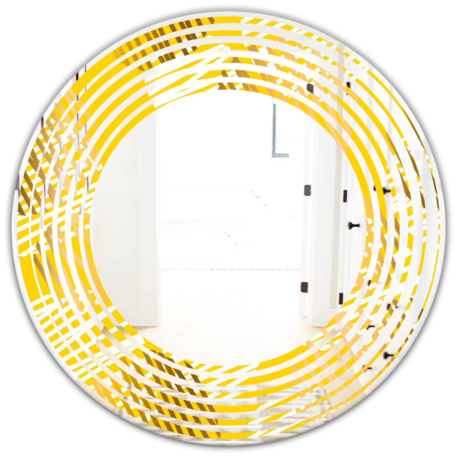 Abstract Retro Geometric IV - Modern Round or Oval Wall Mirror - Wave