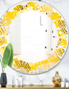 Abstract Retro Geometric IV - Modern Round or Oval Wall Mirror - Leaves