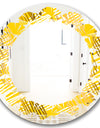 Abstract Retro Geometric IV - Modern Round or Oval Wall Mirror - Leaves