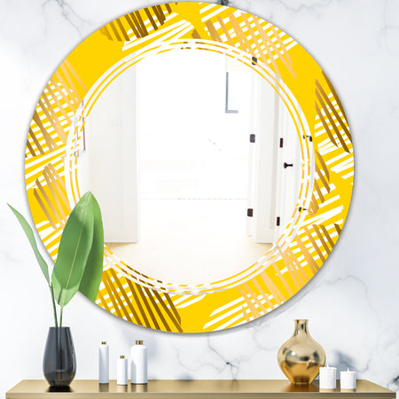 Abstract Retro Geometric IV - Modern Round or Oval Wall Mirror - Triple C