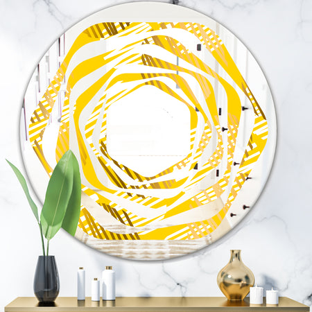 Abstract Retro Geometric IV - Modern Round or Oval Wall Mirror - Whirl