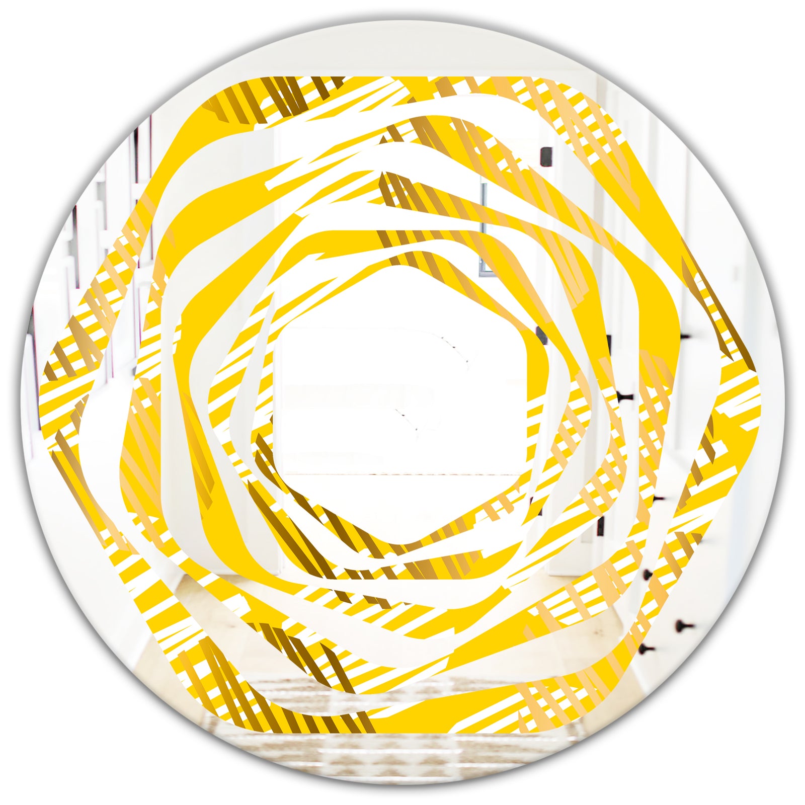 Abstract Retro Geometric IV - Modern Round or Oval Wall Mirror - Whirl
