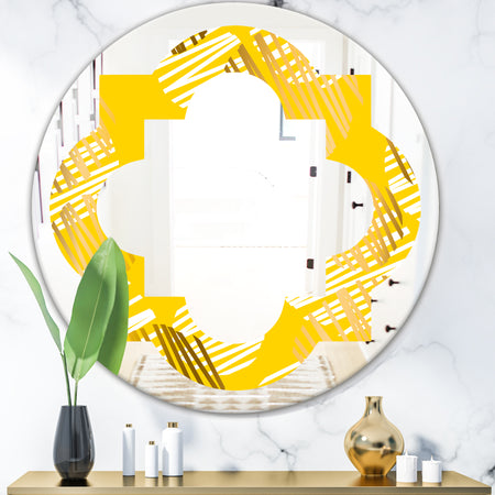 Abstract Retro Geometric IV - Modern Round or Oval Wall Mirror - Quatrefoil