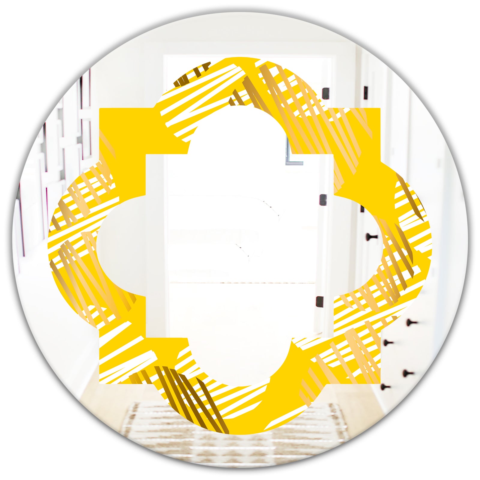 Abstract Retro Geometric IV - Modern Round or Oval Wall Mirror - Quatrefoil