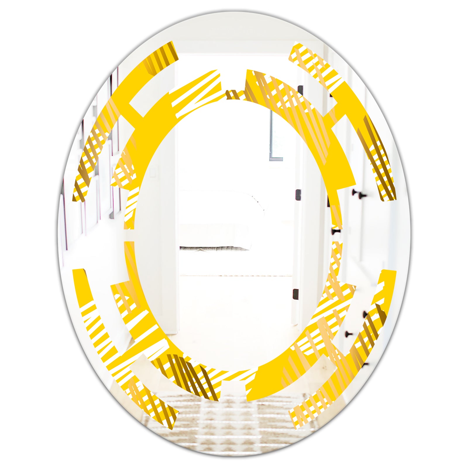 Abstract Retro Geometric IV - Modern Round or Oval Wall Mirror - Space