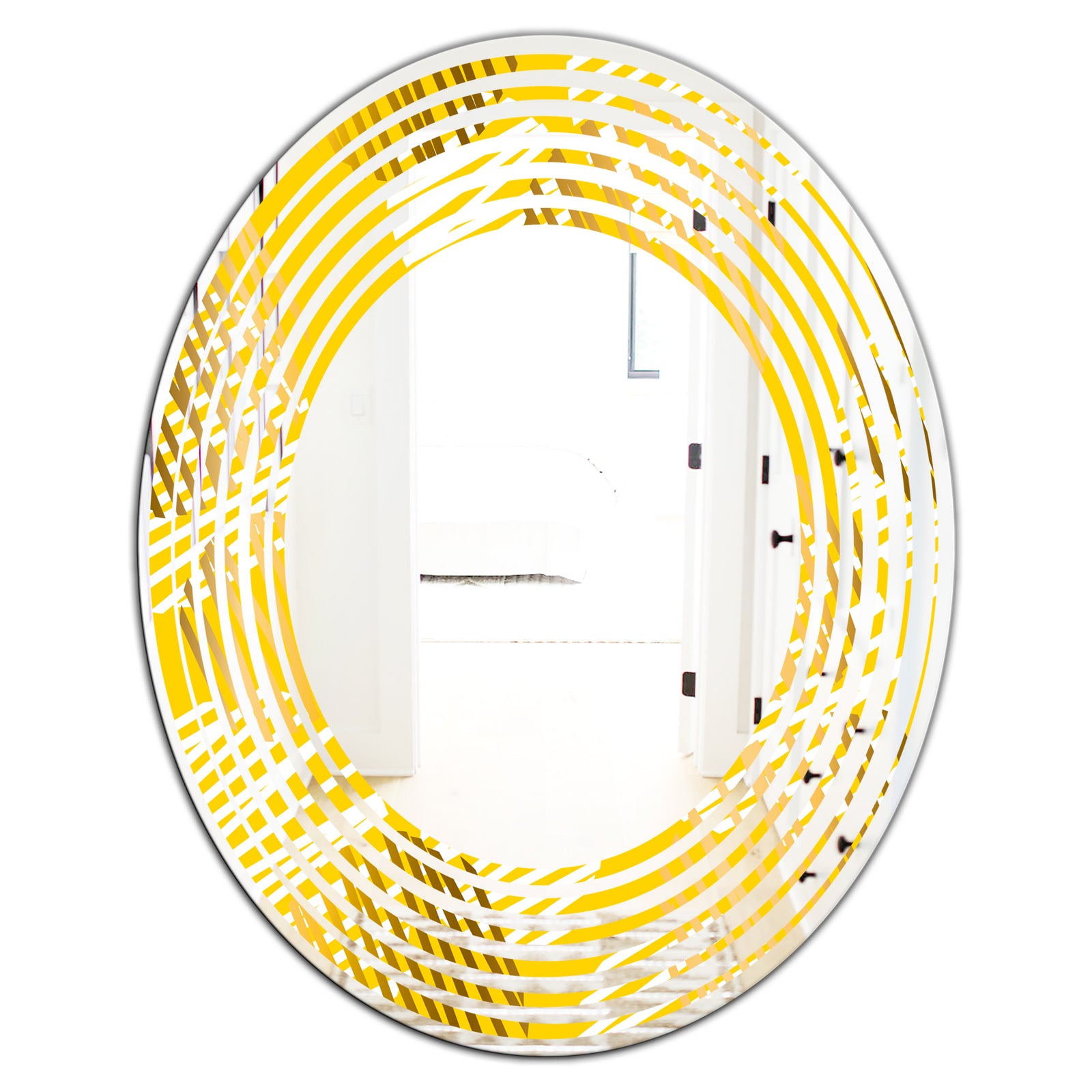 Abstract Retro Geometric IV - Modern Round or Oval Wall Mirror - Wave