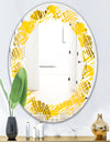 Abstract Retro Geometric IV - Modern Round or Oval Wall Mirror - Leaves