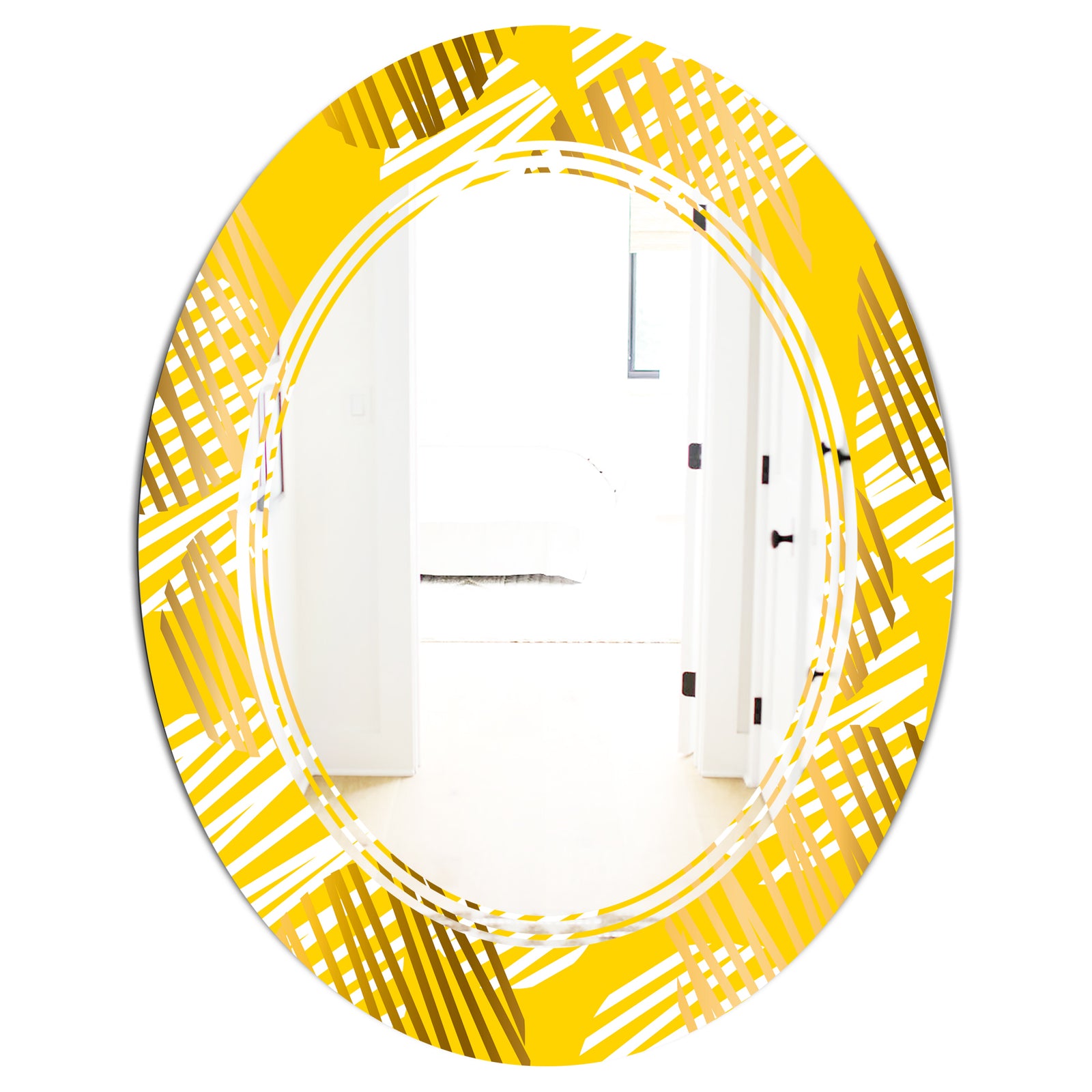 Abstract Retro Geometric IV - Modern Round or Oval Wall Mirror - Triple C