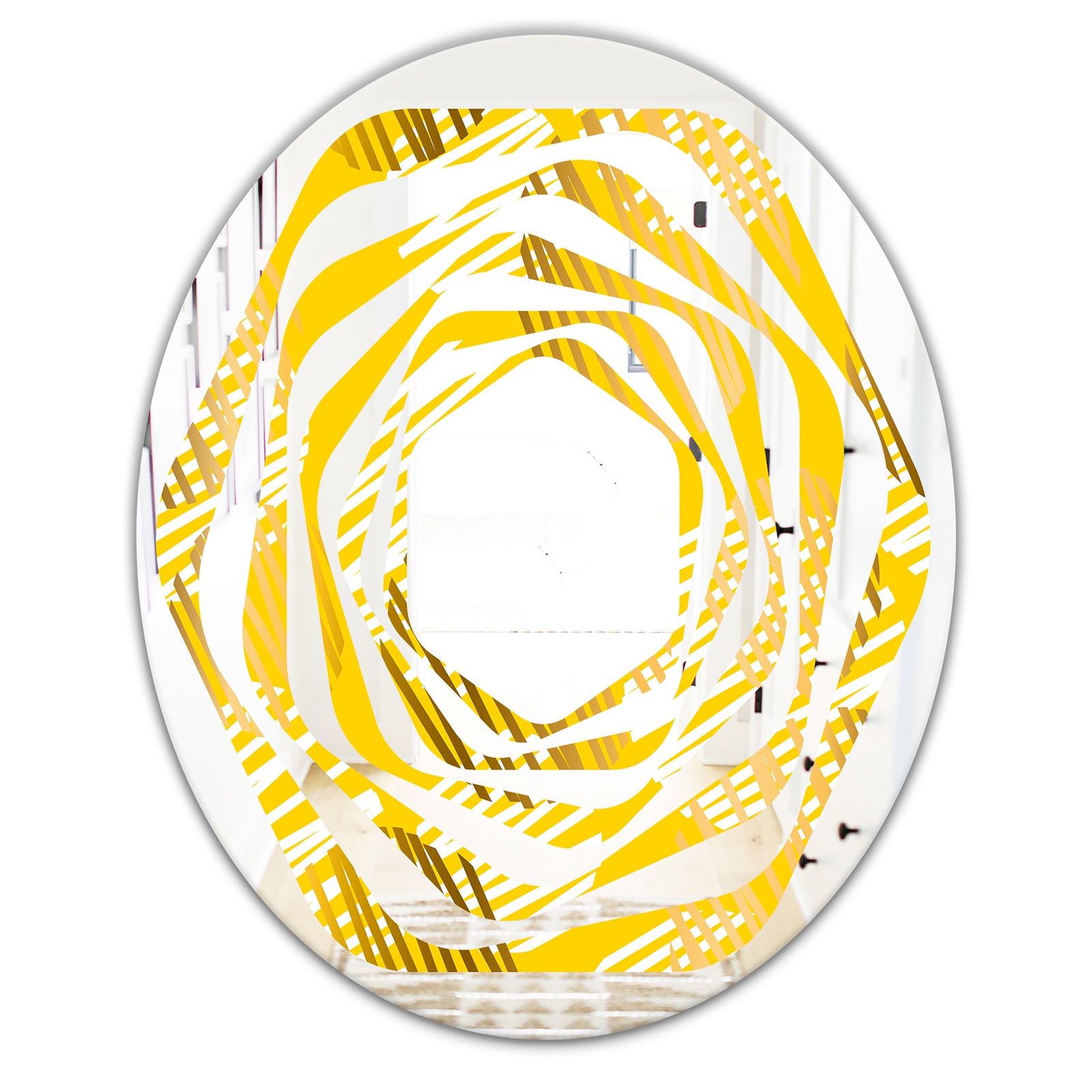 Abstract Retro Geometric IV - Modern Round or Oval Wall Mirror - Whirl