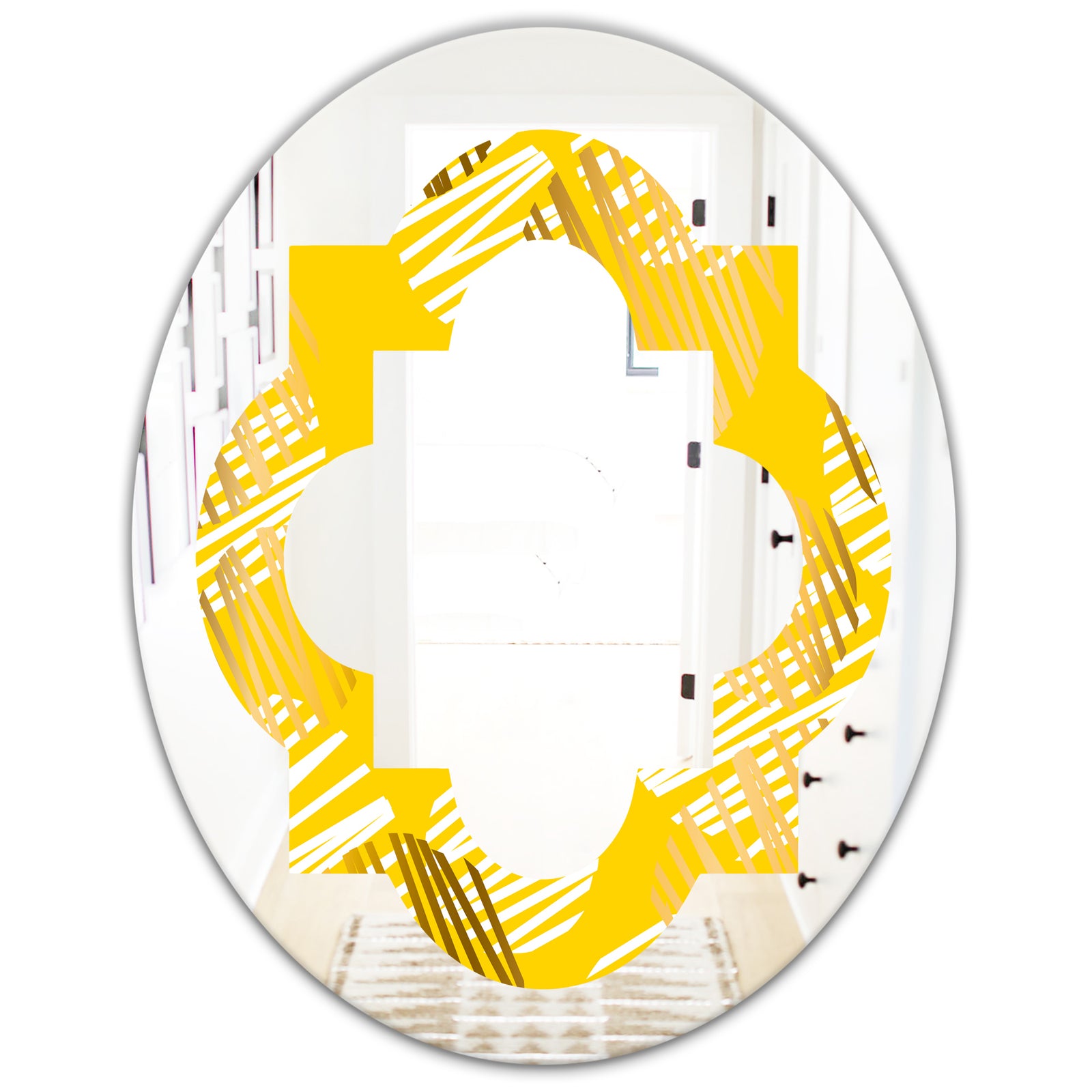 Abstract Retro Geometric IV - Modern Round or Oval Wall Mirror - Quatrefoil