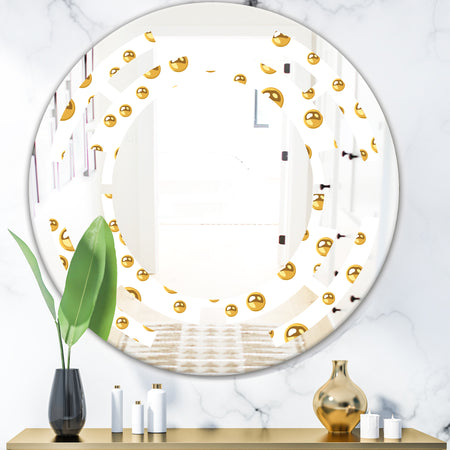 Golden Circular Pattern II - Modern Round or Oval Wall Mirror - Space