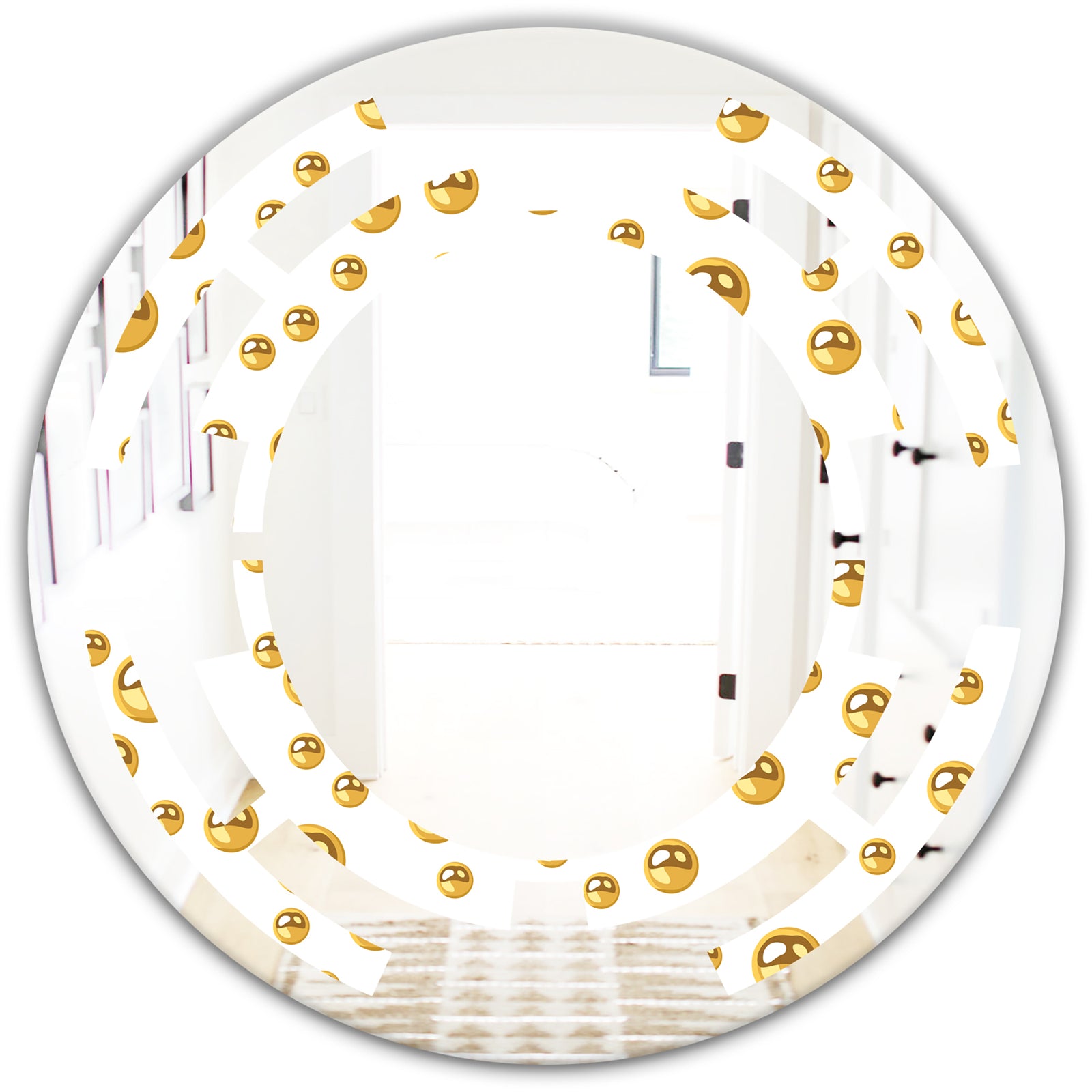 Golden Circular Pattern II - Modern Round or Oval Wall Mirror - Space