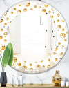 Golden Circular Pattern II - Modern Round or Oval Wall Mirror - Leaves