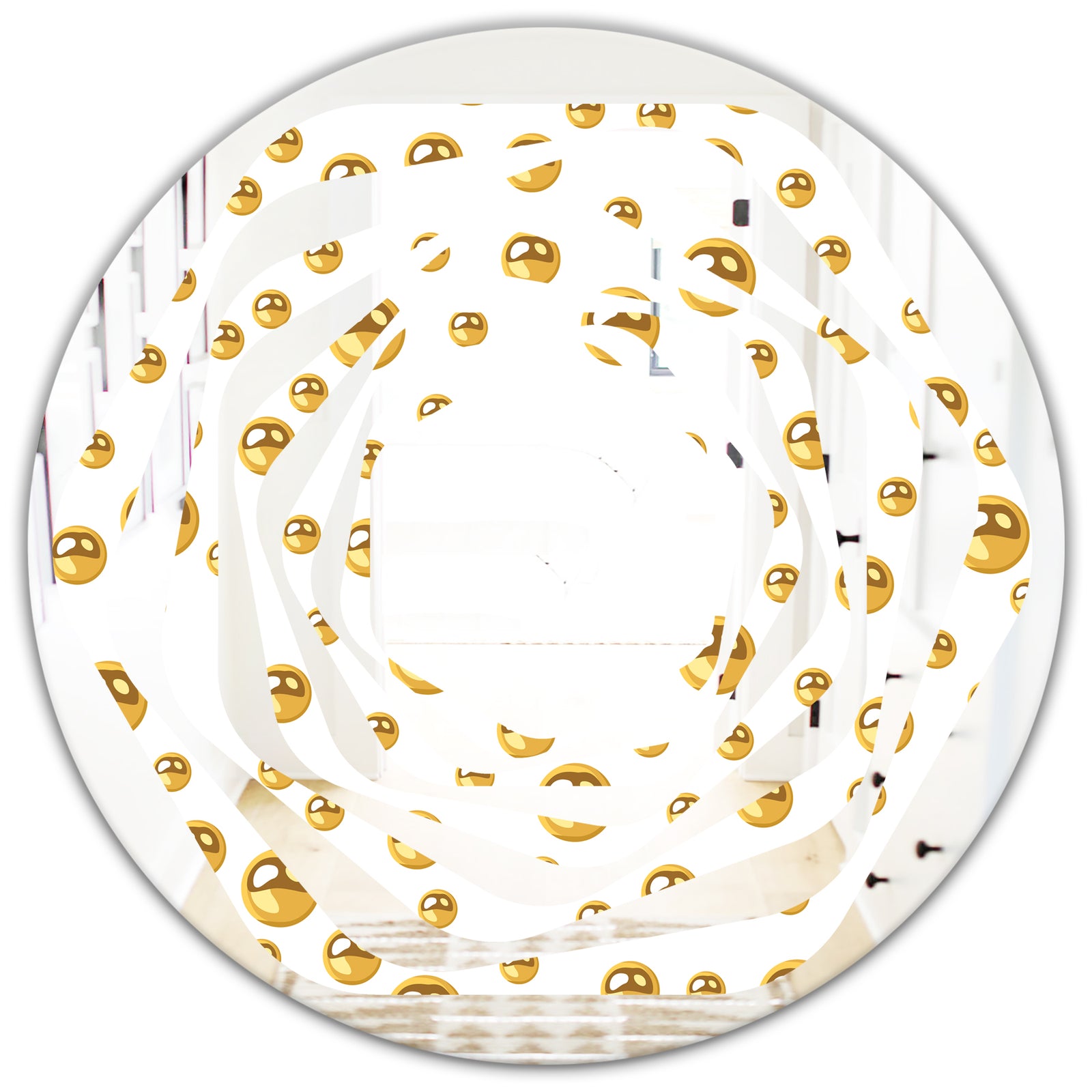 Golden Circular Pattern II - Modern Round or Oval Wall Mirror - Whirl