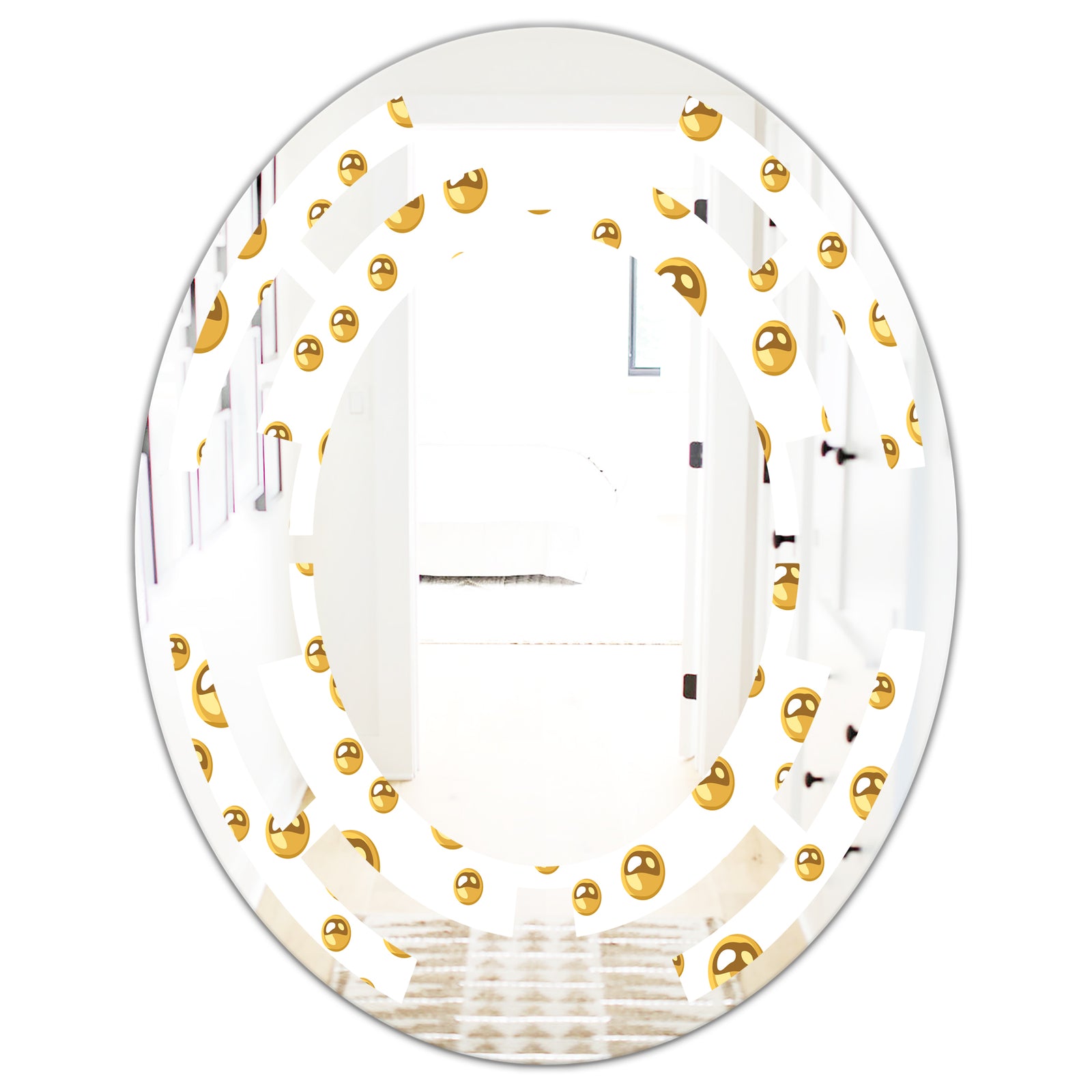 Golden Circular Pattern II - Modern Round or Oval Wall Mirror - Space