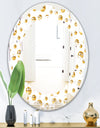 Golden Circular Pattern II - Modern Round or Oval Wall Mirror - Leaves