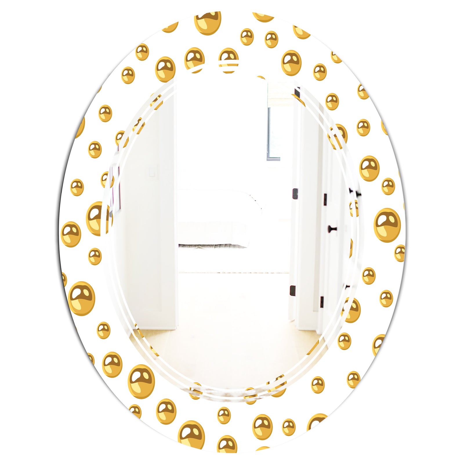 Golden Circular Pattern II - Modern Round or Oval Wall Mirror - Triple C