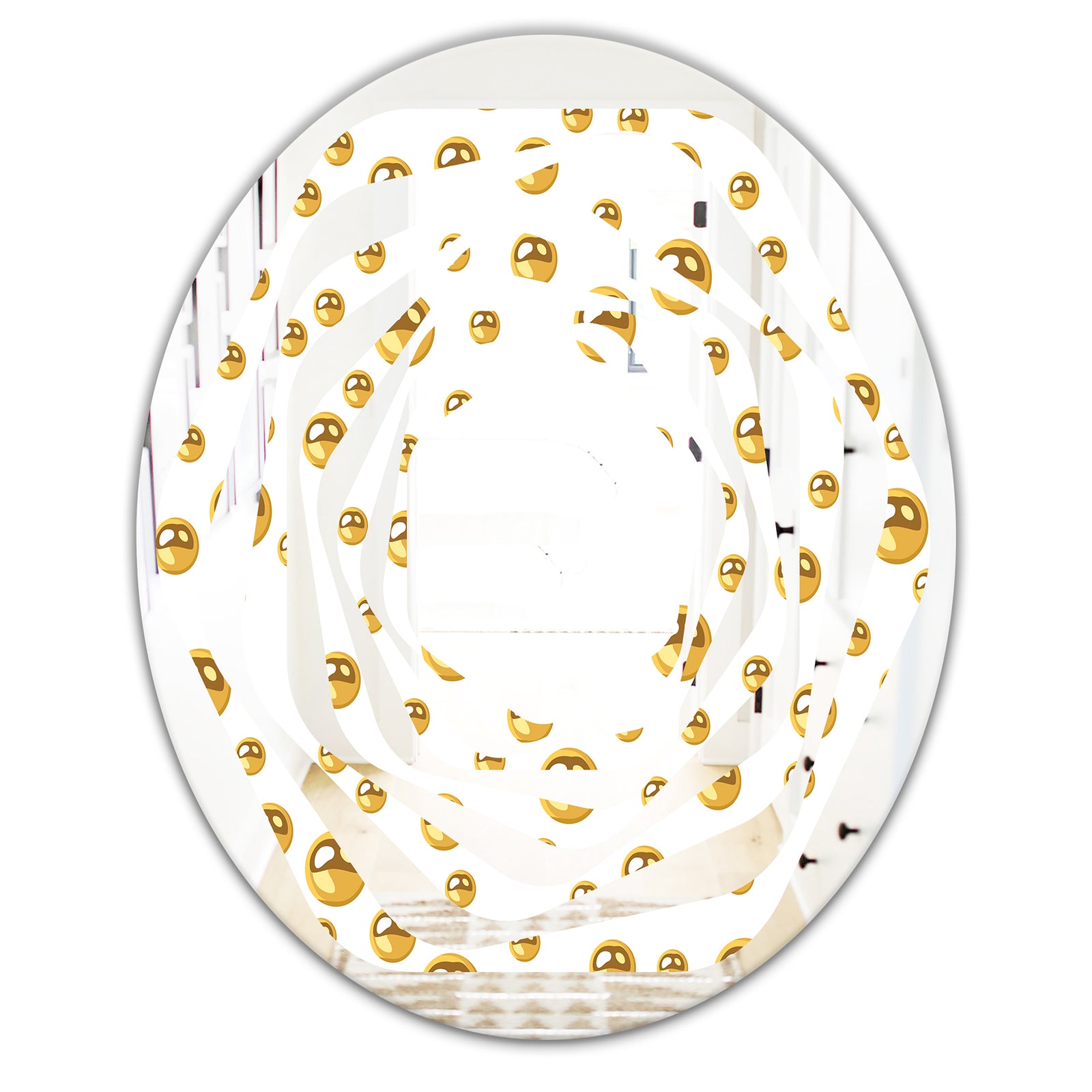 Golden Circular Pattern II - Modern Round or Oval Wall Mirror - Whirl