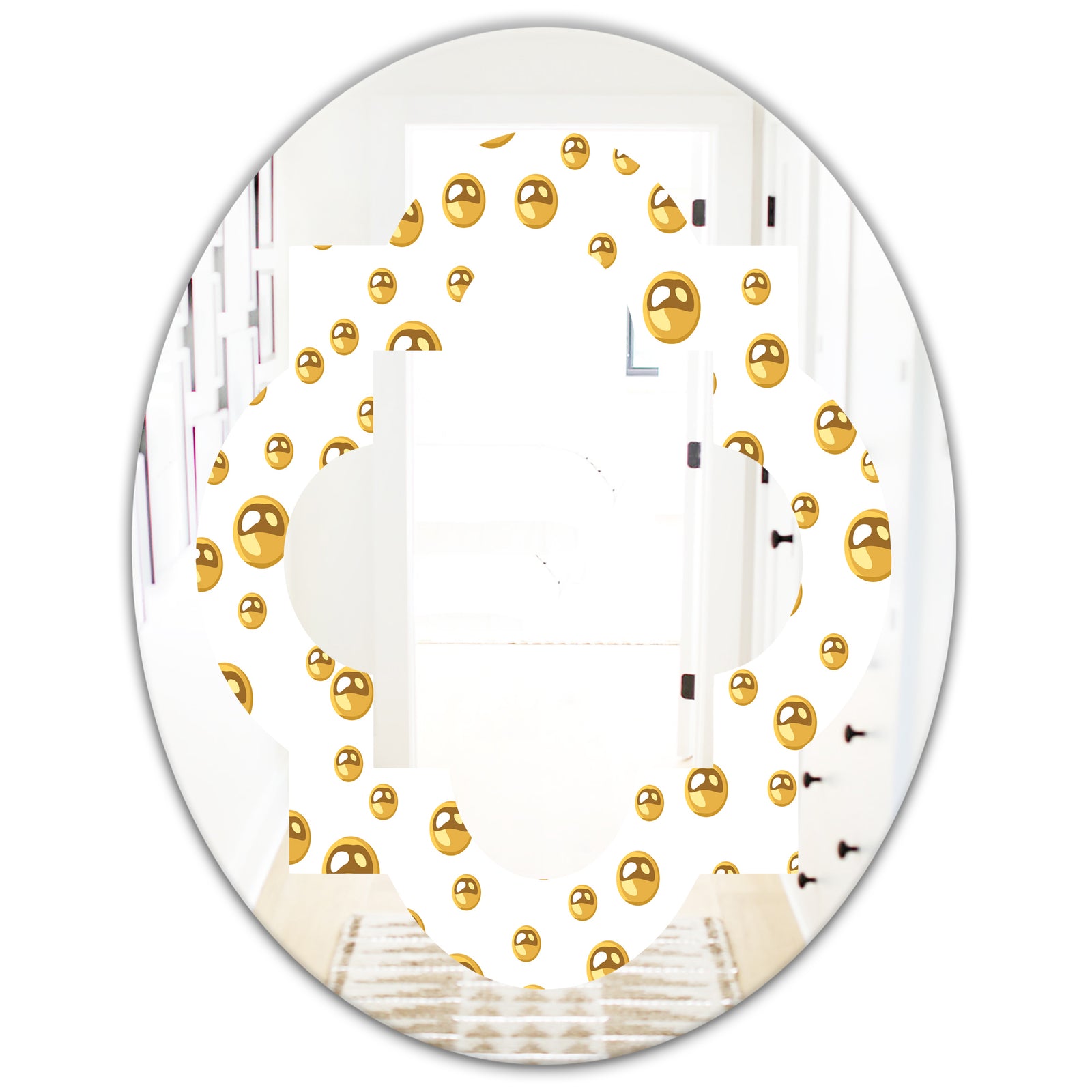 Golden Circular Pattern II - Modern Round or Oval Wall Mirror - Quatrefoil
