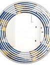Retro Luxury Waves In Gold and Blue V - Modern Round or Oval Wall Mirror - Wave
