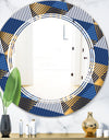Retro Luxury Waves In Gold and Blue V - Modern Round or Oval Wall Mirror - Triple C
