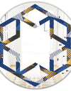 Retro Luxury Waves In Gold and Blue V - Modern Round or Oval Wall Mirror - Hexagon Star