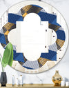 Retro Luxury Waves In Gold and Blue V - Modern Round or Oval Wall Mirror - Quatrefoil