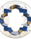 Retro Luxury Waves In Gold and Blue V - Modern Round or Oval Wall Mirror - Quatrefoil