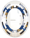 Retro Luxury Waves In Gold and Blue V - Modern Round or Oval Wall Mirror - Space