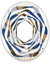 Retro Luxury Waves In Gold and Blue V - Modern Round or Oval Wall Mirror - Whirl