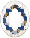 Retro Luxury Waves In Gold and Blue V - Modern Round or Oval Wall Mirror - Quatrefoil
