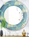 Retro Luxury Waves In Gold and Blue VII - Modern Round or Oval Wall Mirror - Wave