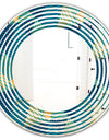 Retro Luxury Waves In Gold and Blue VII - Modern Round or Oval Wall Mirror - Wave