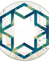 Retro Luxury Waves In Gold and Blue VII - Modern Round or Oval Wall Mirror - Hexagon Star