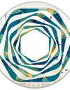 Retro Luxury Waves In Gold and Blue VII - Modern Round or Oval Wall Mirror - Whirl