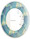 Retro Luxury Waves In Gold and Blue VII - Modern Round or Oval Wall Mirror - Wave