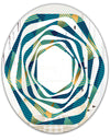 Retro Luxury Waves In Gold and Blue VII - Modern Round or Oval Wall Mirror - Whirl