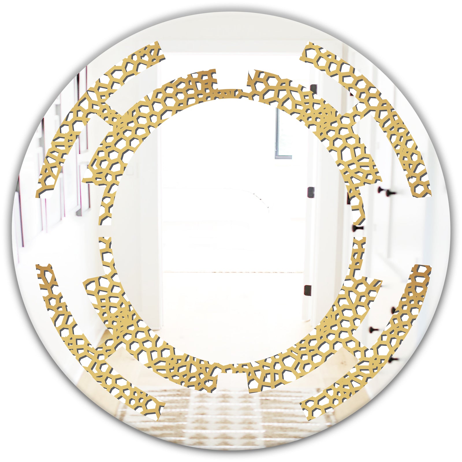 Golden Maze - Modern Round or Oval Wall Mirror - Space
