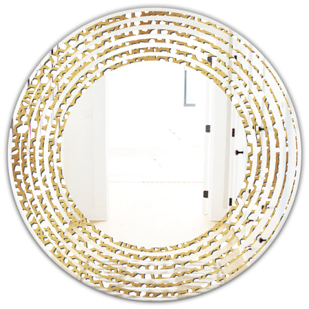 Golden Maze - Modern Round or Oval Wall Mirror - Wave