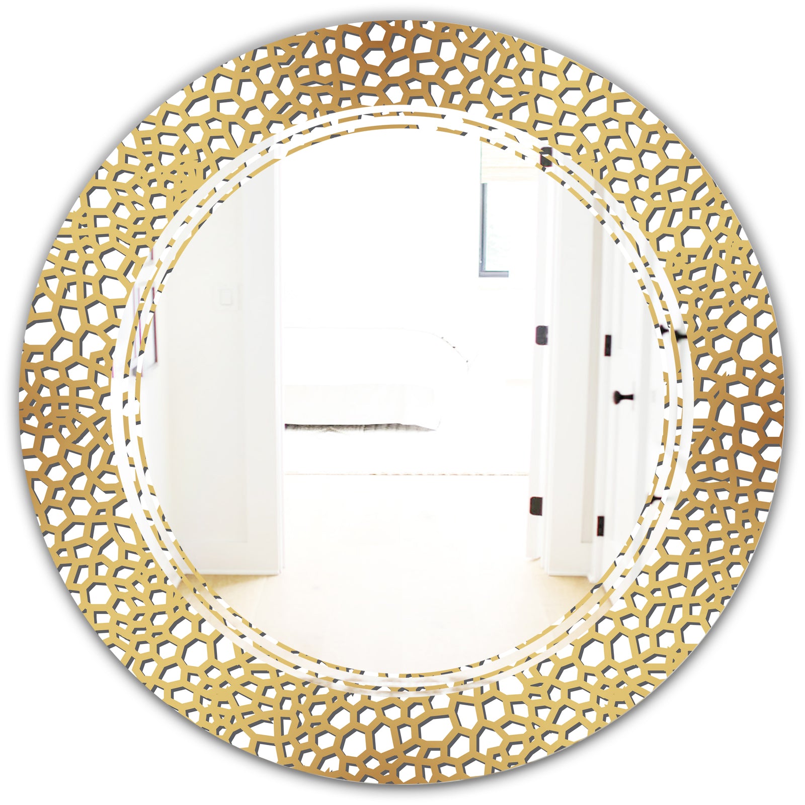 Golden Maze - Modern Round or Oval Wall Mirror - Triple C
