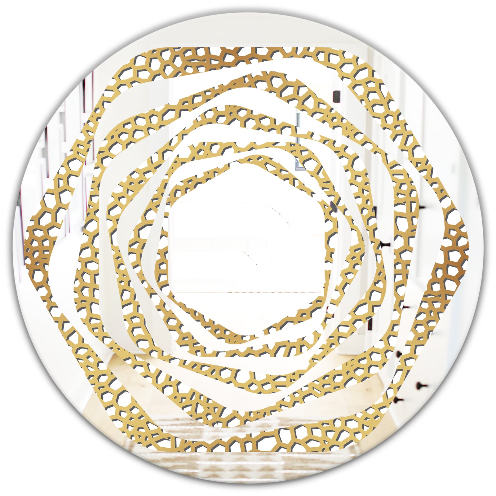 Golden Maze - Modern Round or Oval Wall Mirror - Whirl