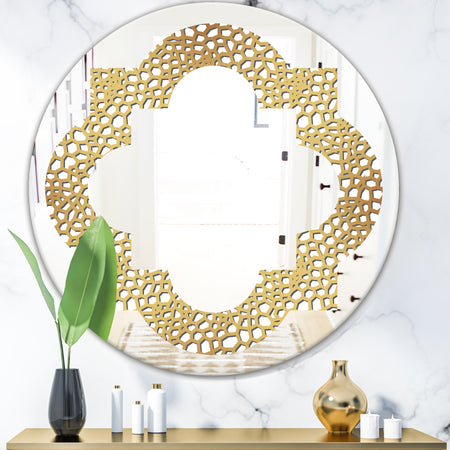 Golden Maze - Modern Round or Oval Wall Mirror - Quatrefoil