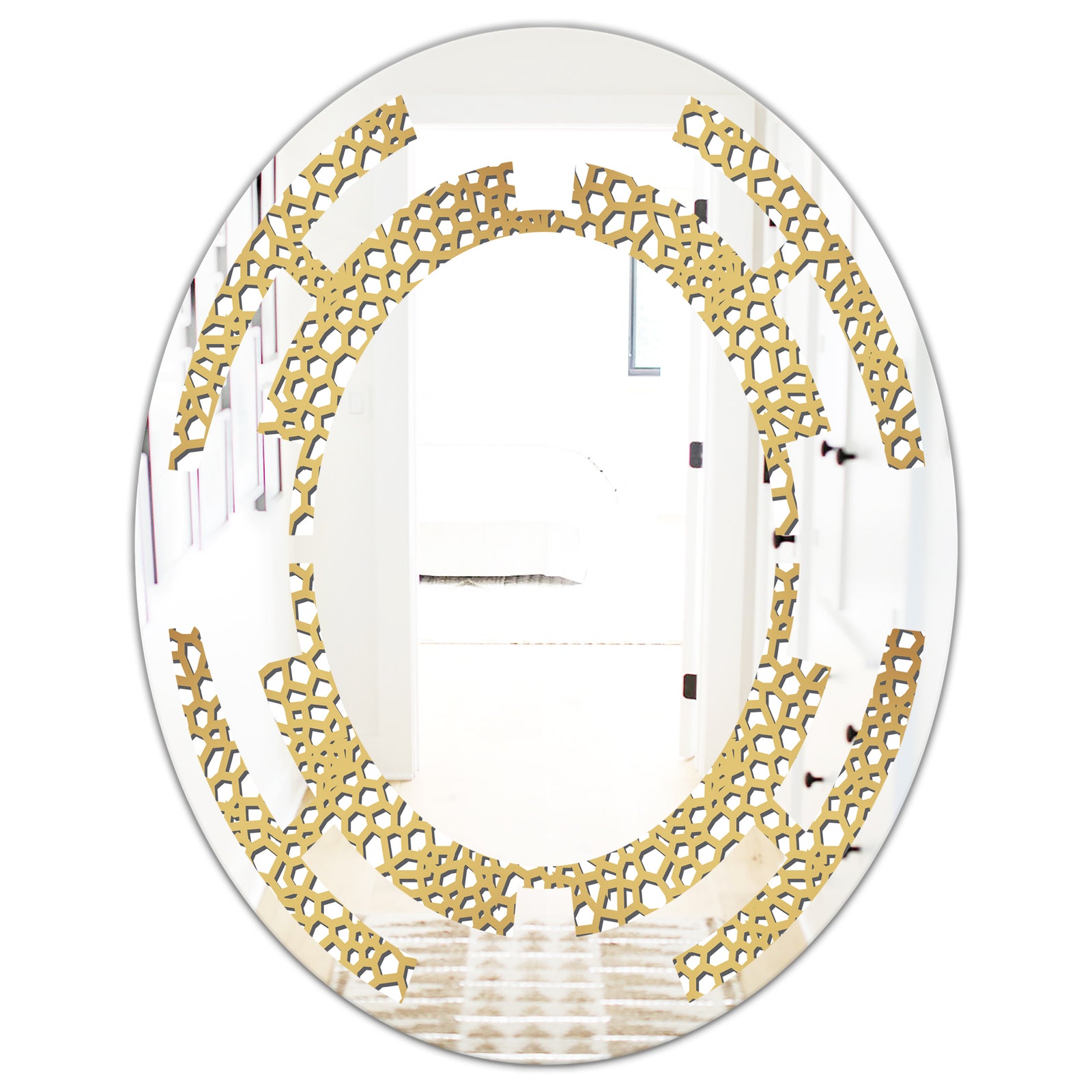 Golden Maze - Modern Round or Oval Wall Mirror - Space