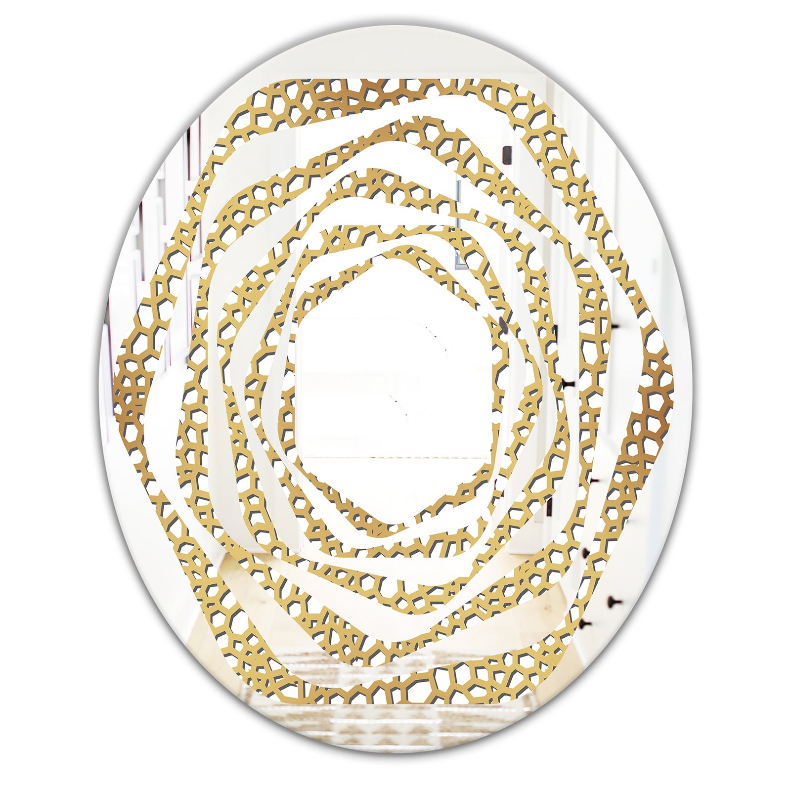 Golden Maze - Modern Round or Oval Wall Mirror - Whirl