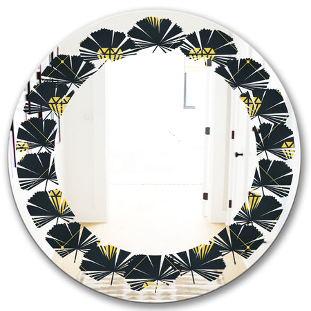 Golden Heart Design - Modern Round or Oval Wall Mirror - Leaves