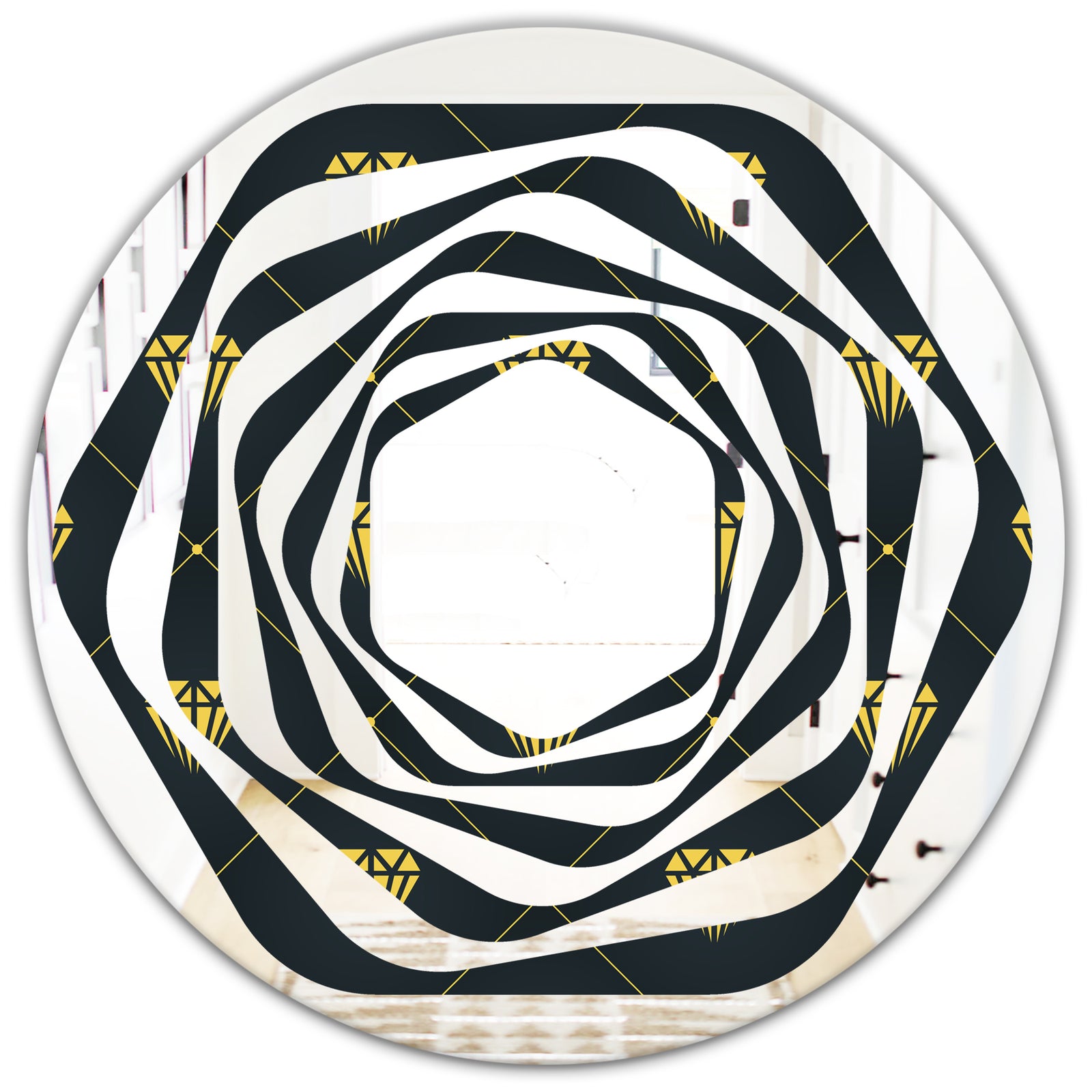 Golden Heart Design - Modern Round or Oval Wall Mirror - Whirl