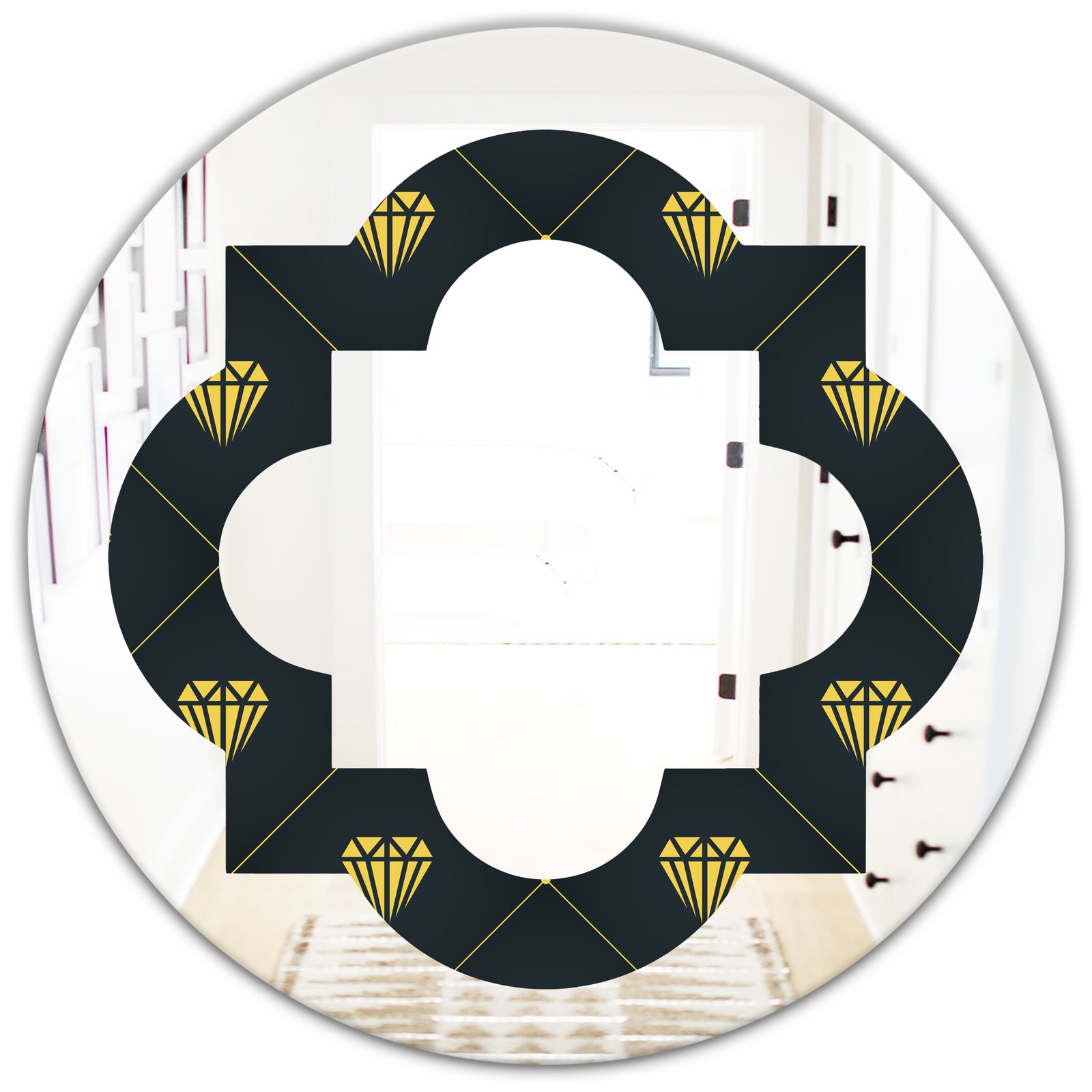 Golden Heart Design - Modern Round or Oval Wall Mirror - Quatrefoil