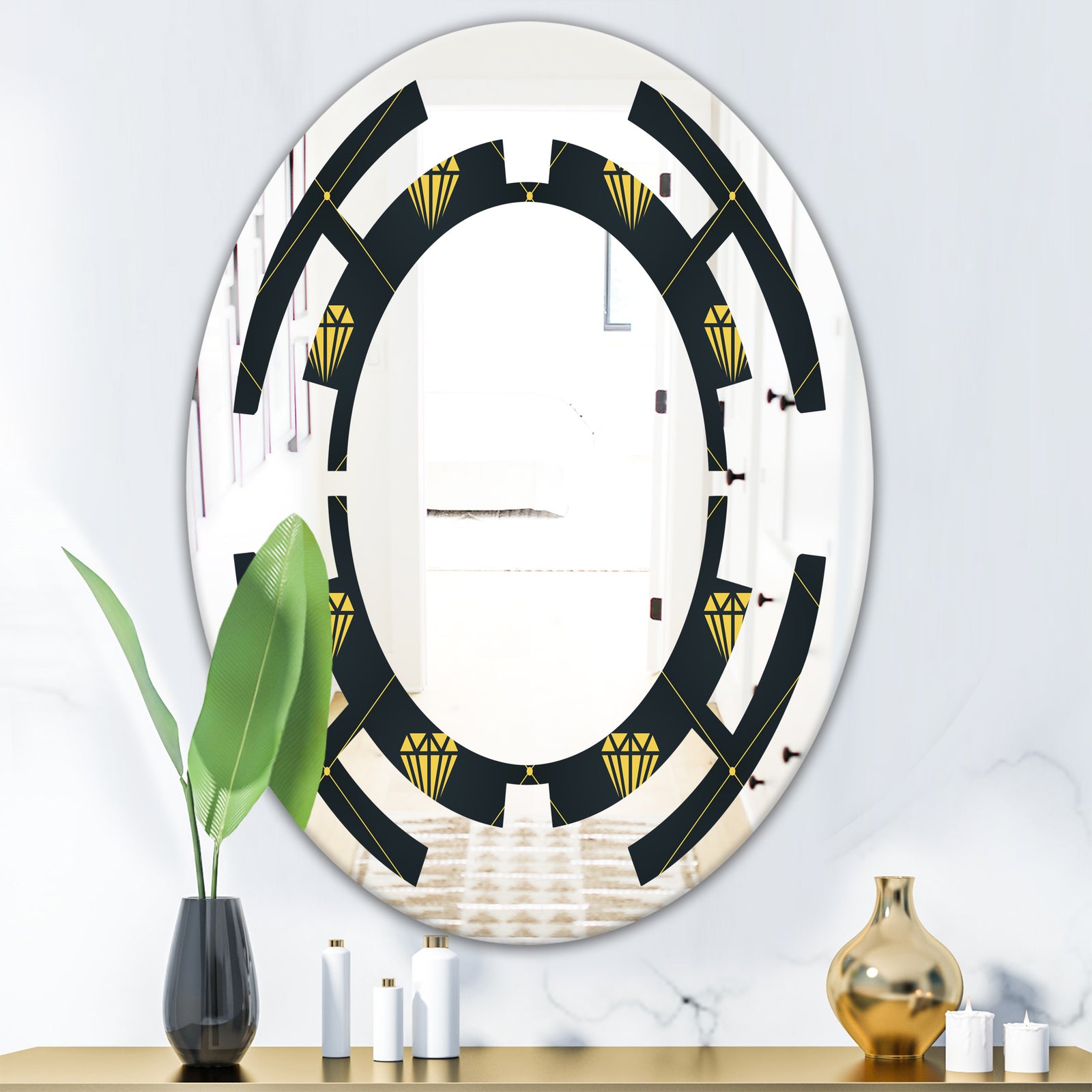 Golden Heart Design - Modern Round or Oval Wall Mirror - Space