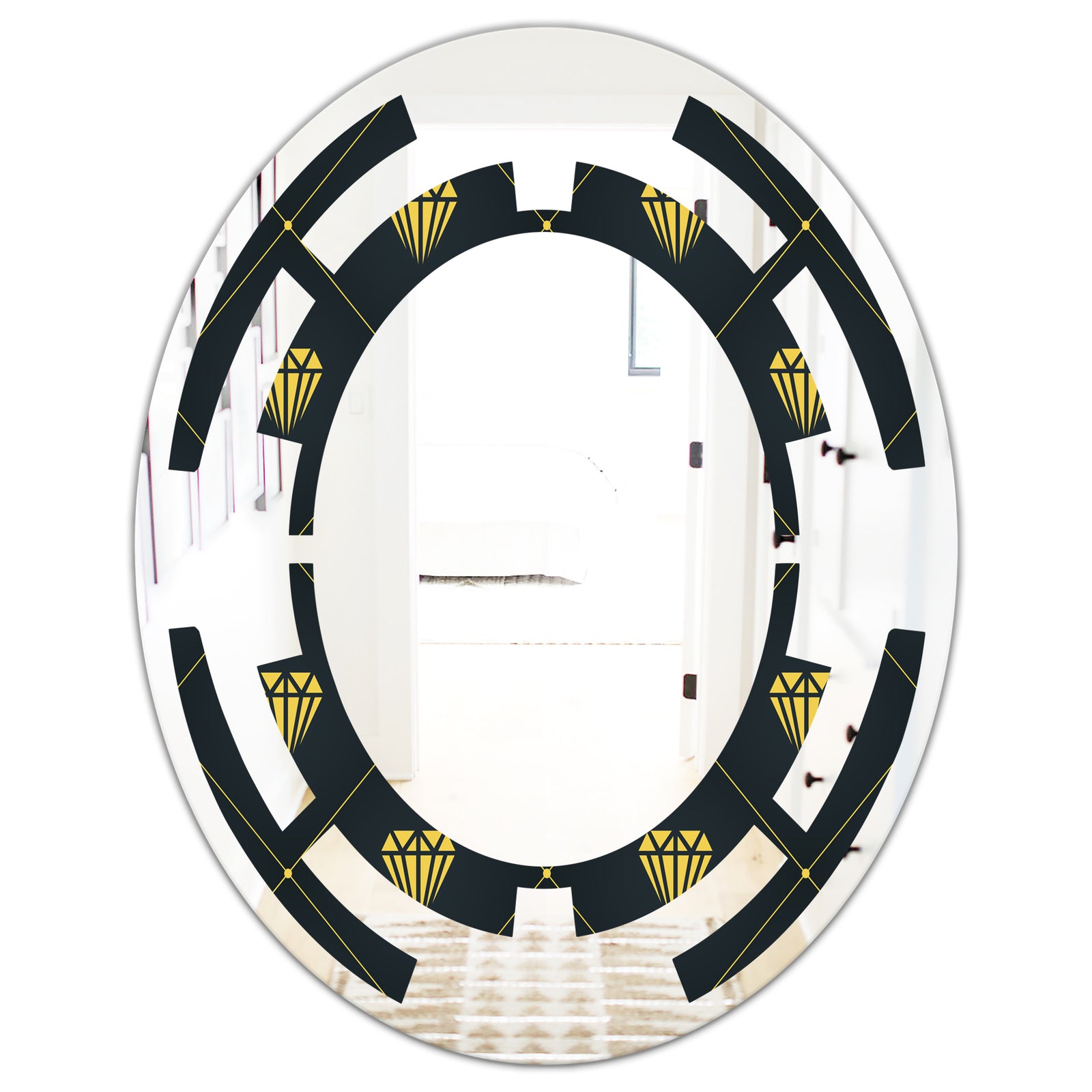 Golden Heart Design - Modern Round or Oval Wall Mirror - Space